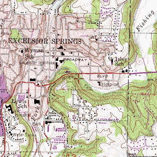 Topographic Map of Siloam Park, MO