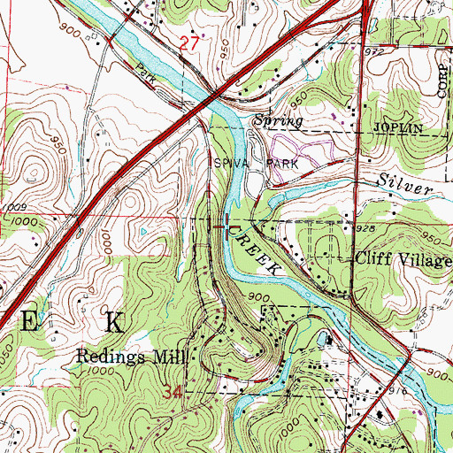 Topographic Map of Silver Creek, MO
