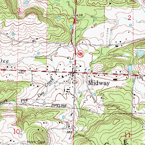 Topographic Map of Midway, AR