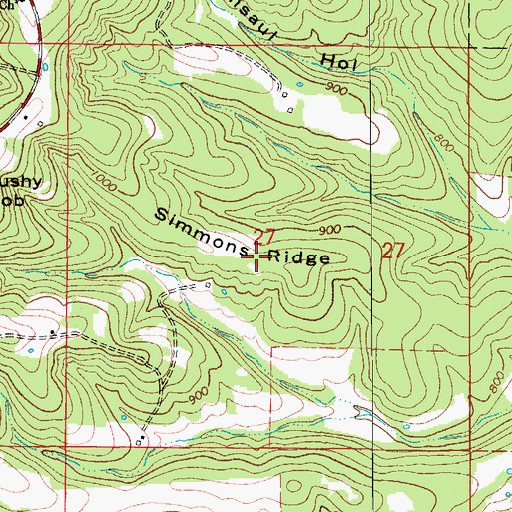 Topographic Map of Simmons Ridge, MO