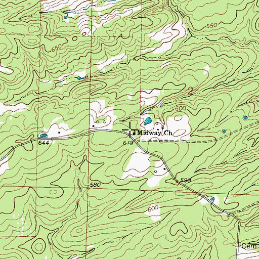 Topographic Map of Midway Church, AR