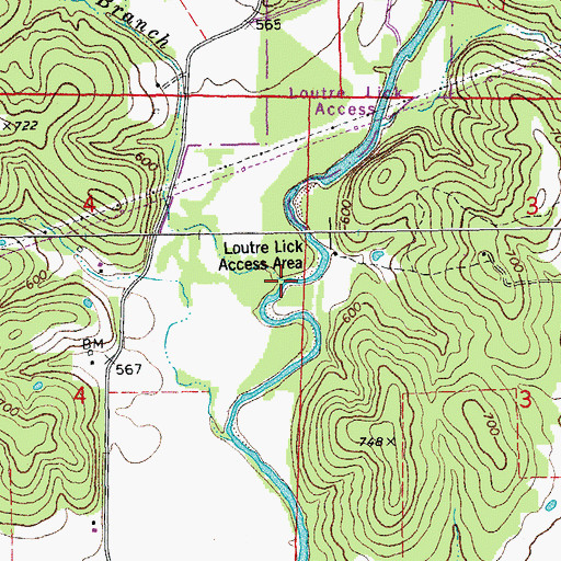 Topographic Map of Simpson Branch, MO