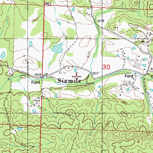Topographic Map of Mike Creek, AR