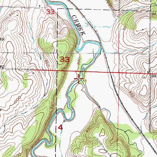 Topographic Map of Sinking Creek, MO