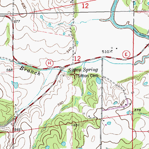 Topographic Map of Sitton Cemetery, MO