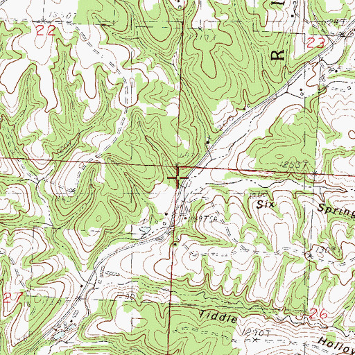 Topographic Map of Six Springs Hollow, MO