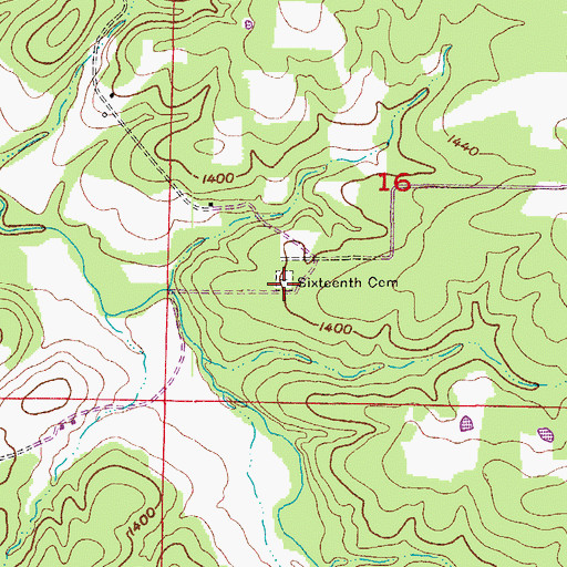 Topographic Map of Sixteenth Cemetery, MO