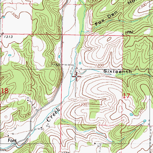 Topographic Map of Sixteenth Hollow, MO
