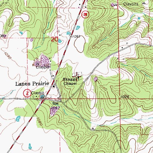 Topographic Map of Skaggs Chapel, MO