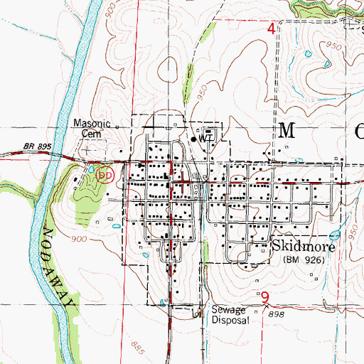 Topographic Map of Skidmore, MO