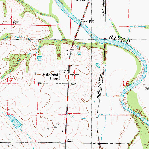 Topographic Map of Skidmore Cemetery, MO