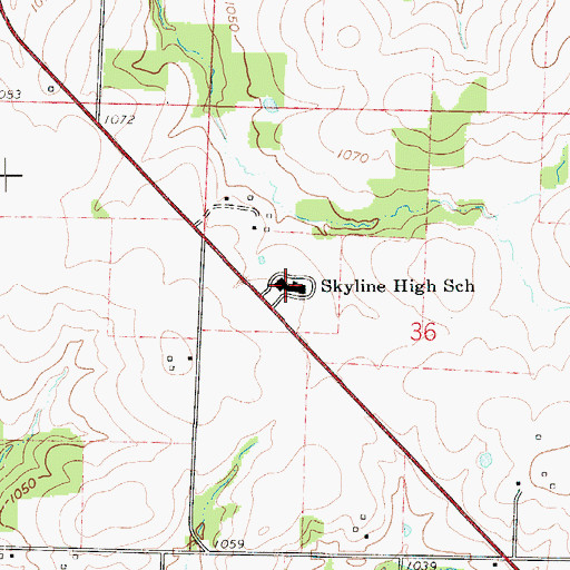 Topographic Map of Skyline High School, MO