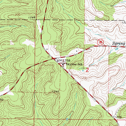 Topographic Map of Skyline School, MO