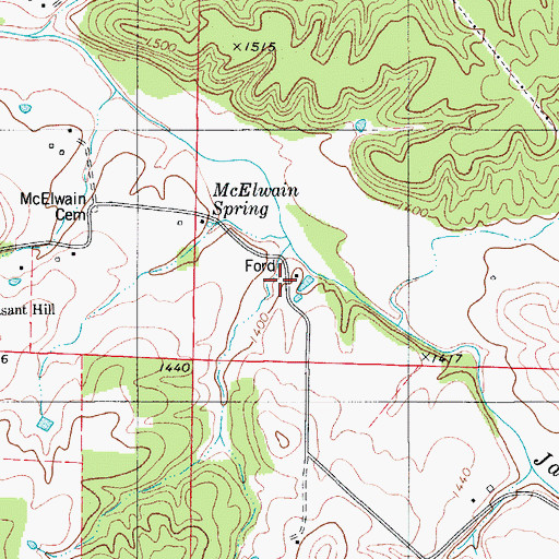 Topographic Map of Slack School, MO