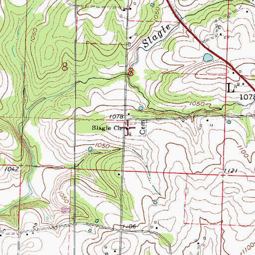 Topographic Map of Slagle Church, MO