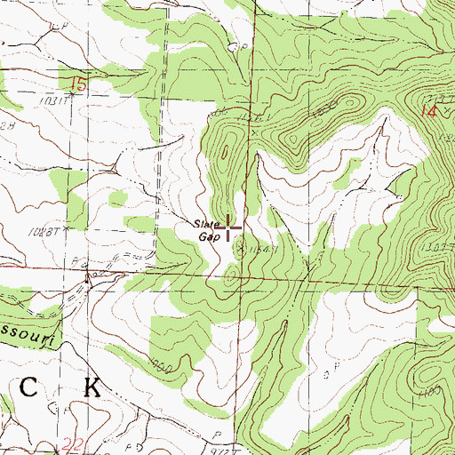 Topographic Map of Slate Gap, MO