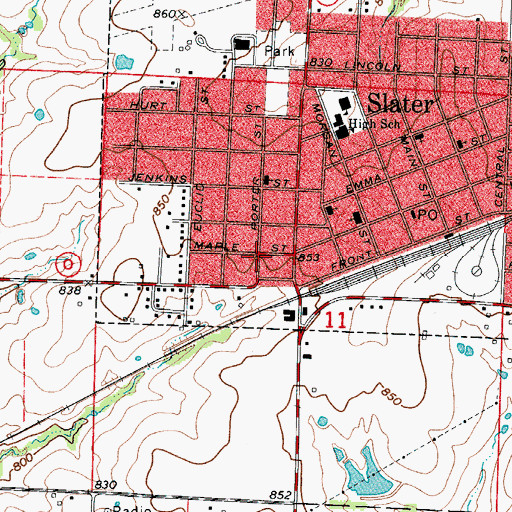 Topographic Map of Slater, MO