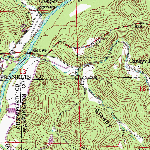 Topographic Map of Sleepy Hollow, MO