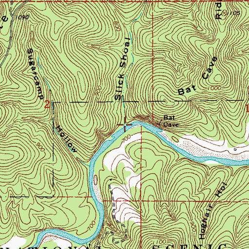 Topographic Map of Slick Shoal Hollow, MO