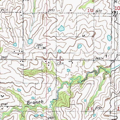 Topographic Map of Sloan Cemetery, MO