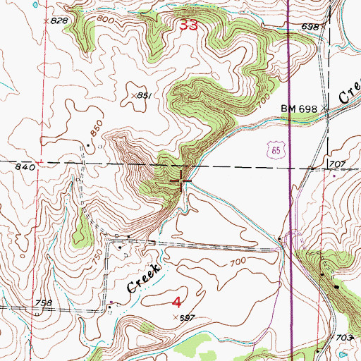 Topographic Map of Smelser Creek, MO