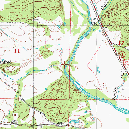 Topographic Map of Mill Creek, AR