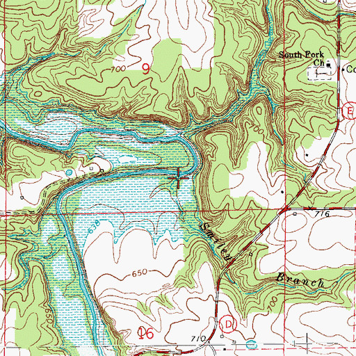 Topographic Map of Smiley Branch, MO