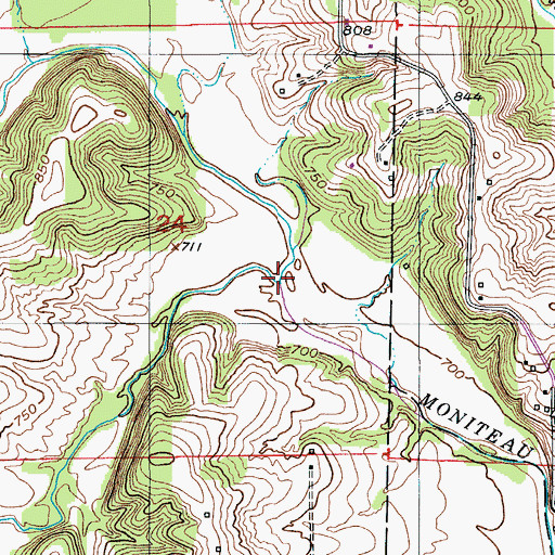 Topographic Map of Smiley Creek, MO
