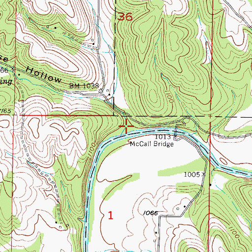 Topographic Map of Smith Brown Hollow, MO