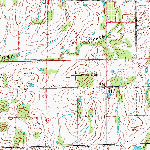 Topographic Map of Smith Cemetery, MO