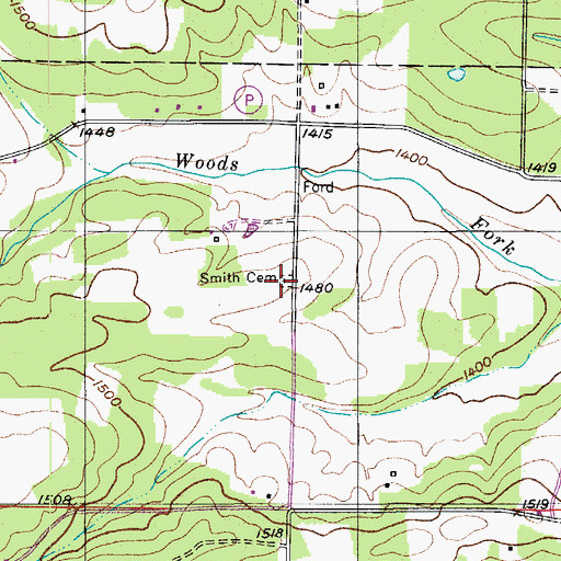 Topographic Map of Smith Cemetery, MO