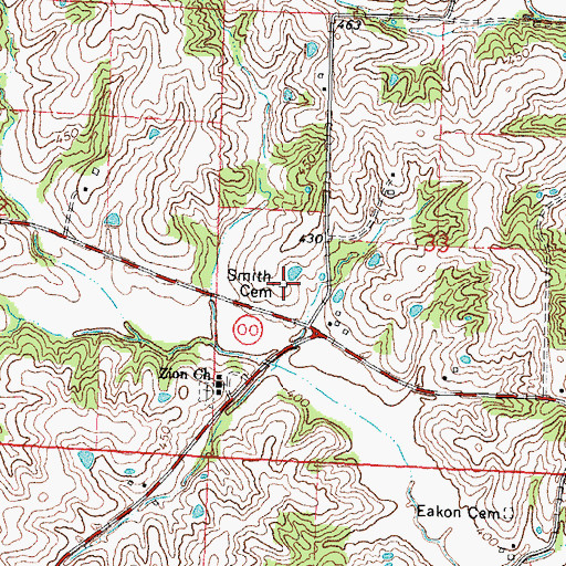 Topographic Map of Smith Cemetery, MO