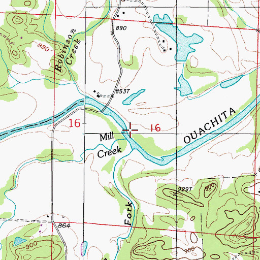 Topographic Map of Mill Creek, AR