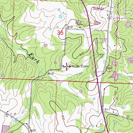 Topographic Map of Smith Cemetery, MO