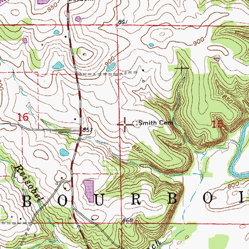 Topographic Map of Smith Cemetery, MO