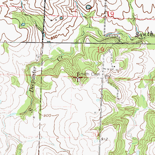 Topographic Map of Smith Cemetery, MO
