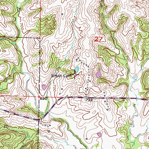 Topographic Map of Smith Cemetery, MO