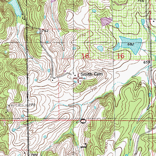 Topographic Map of Smith Cemetery, MO
