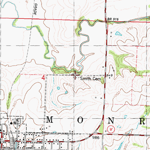 Topographic Map of Smith Cemetery, MO