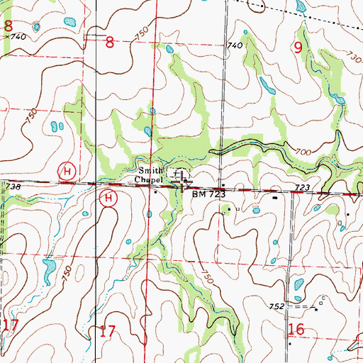 Topographic Map of Smith Chapel, MO