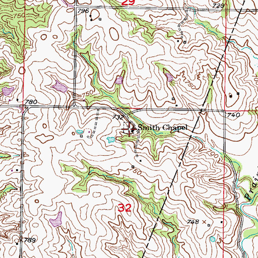 Topographic Map of Smith Chapel, MO