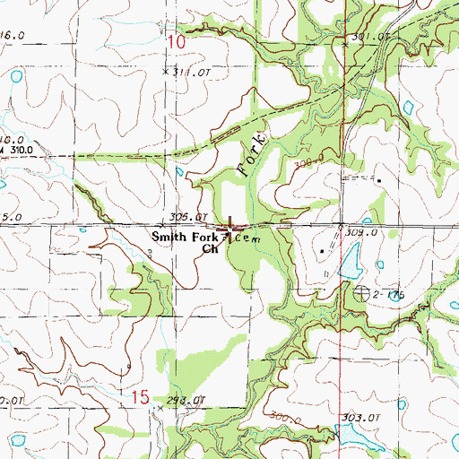 Topographic Map of Smith Fork Church, MO