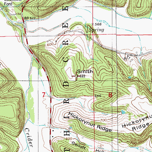 Topographic Map of Smith Hill, MO