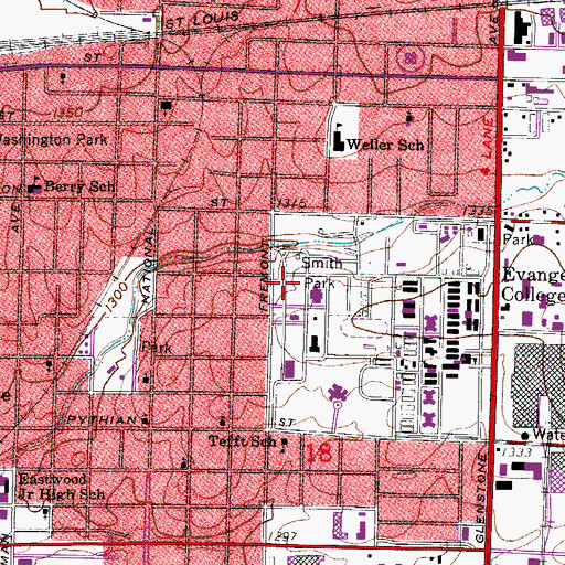 Topographic Map of Smith Park, MO