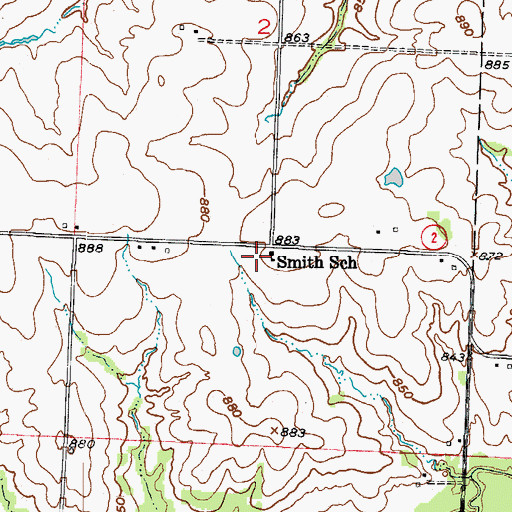 Topographic Map of Smith School (historical), MO