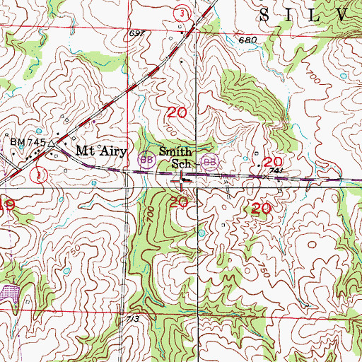 Topographic Map of Smith School (historical), MO