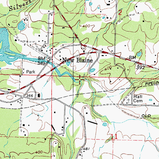 Topographic Map of Mill Creek, AR