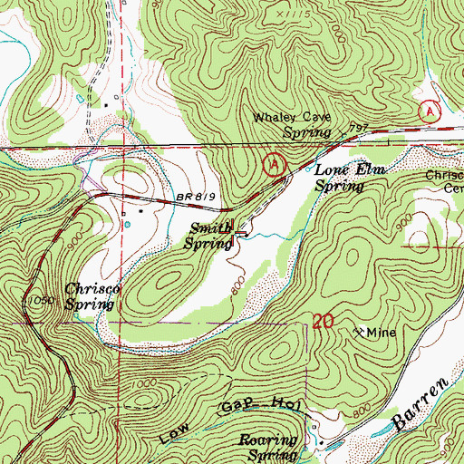 Topographic Map of Smith Spring, MO