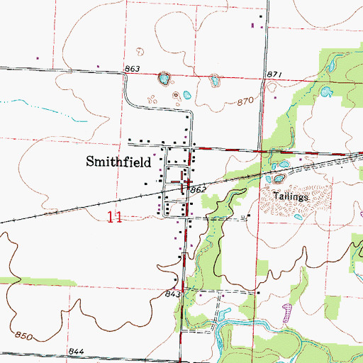 Topographic Map of Smithfield, MO