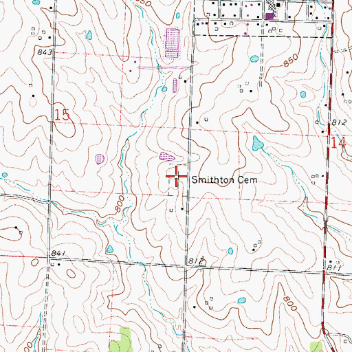 Topographic Map of Smithton Cemetery, MO